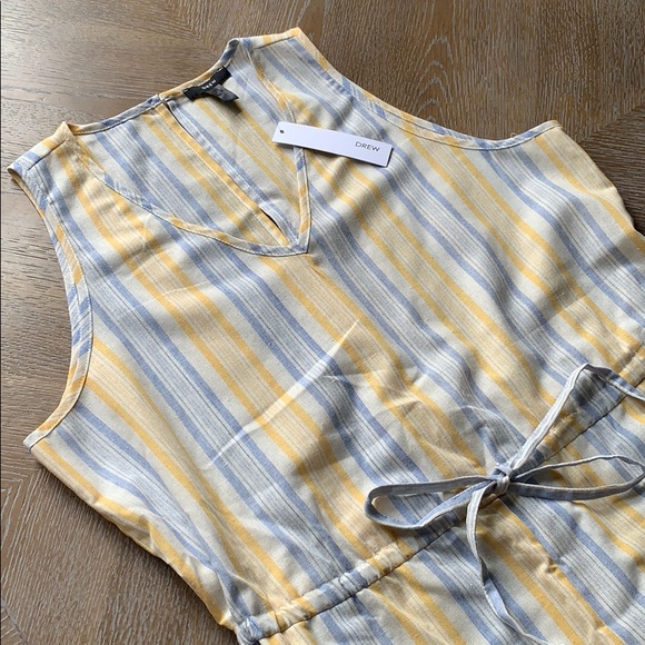 DREW Anthropologie Yellow Blue Stripe Jumpsuit L - Picture 9 of 10